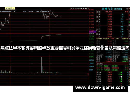 焦点法甲本轮阵容调整释放重要信号引发争冠格局新变化各队策略走向